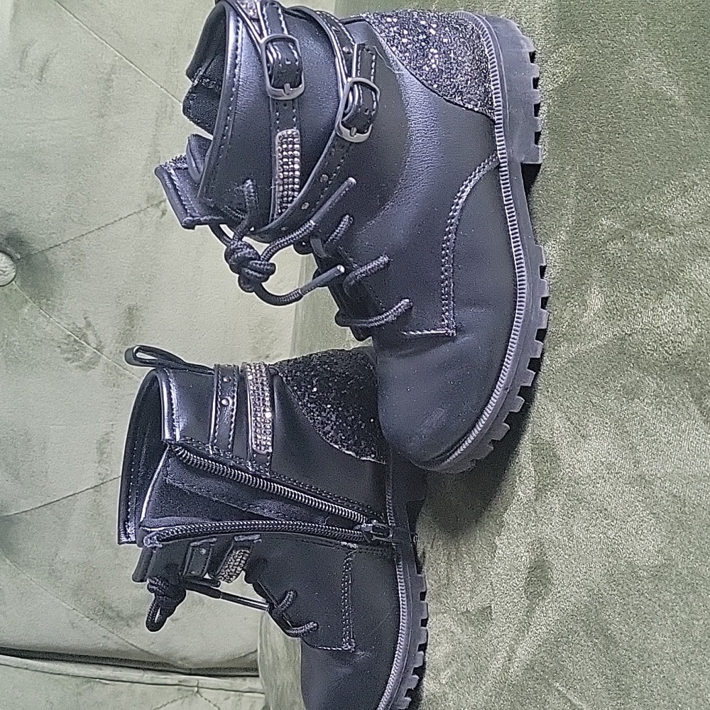 Mix No.6 Black Kids Boots with Glitter Accents - Picture 3 of 4